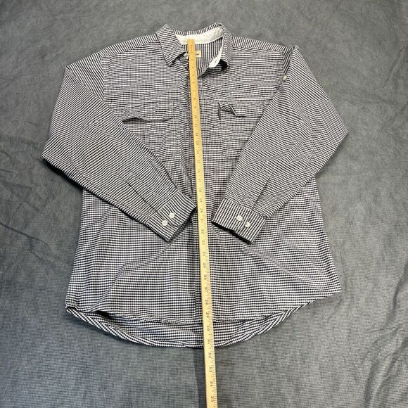 Woolrich Wool Blend Flannel Shirt Men LARGE Black Beige Plaid USA Pockets Button - Picture 8 of 10